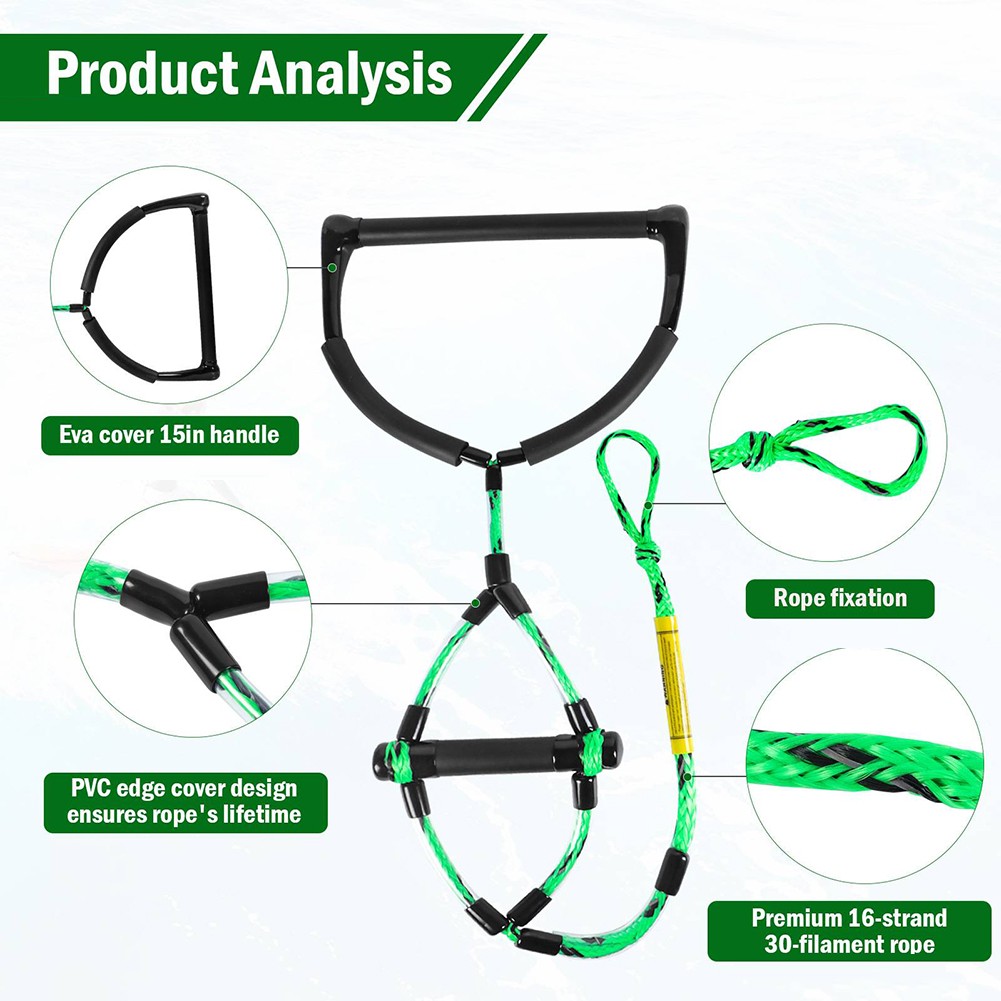 75FT Water Ski Rope With 15in Handle 6.3in Handle Tow Rope For Tubing 4 Sections - Picture 31 of 40
