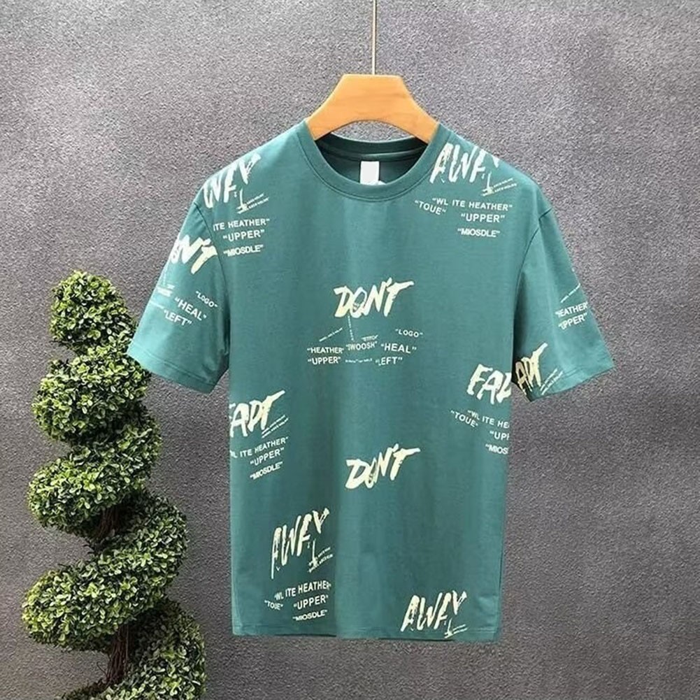 Casual Men Short Sleeve Crew Neck T Shirt with Print Blouse Activewear Style - Picture 12 of 17