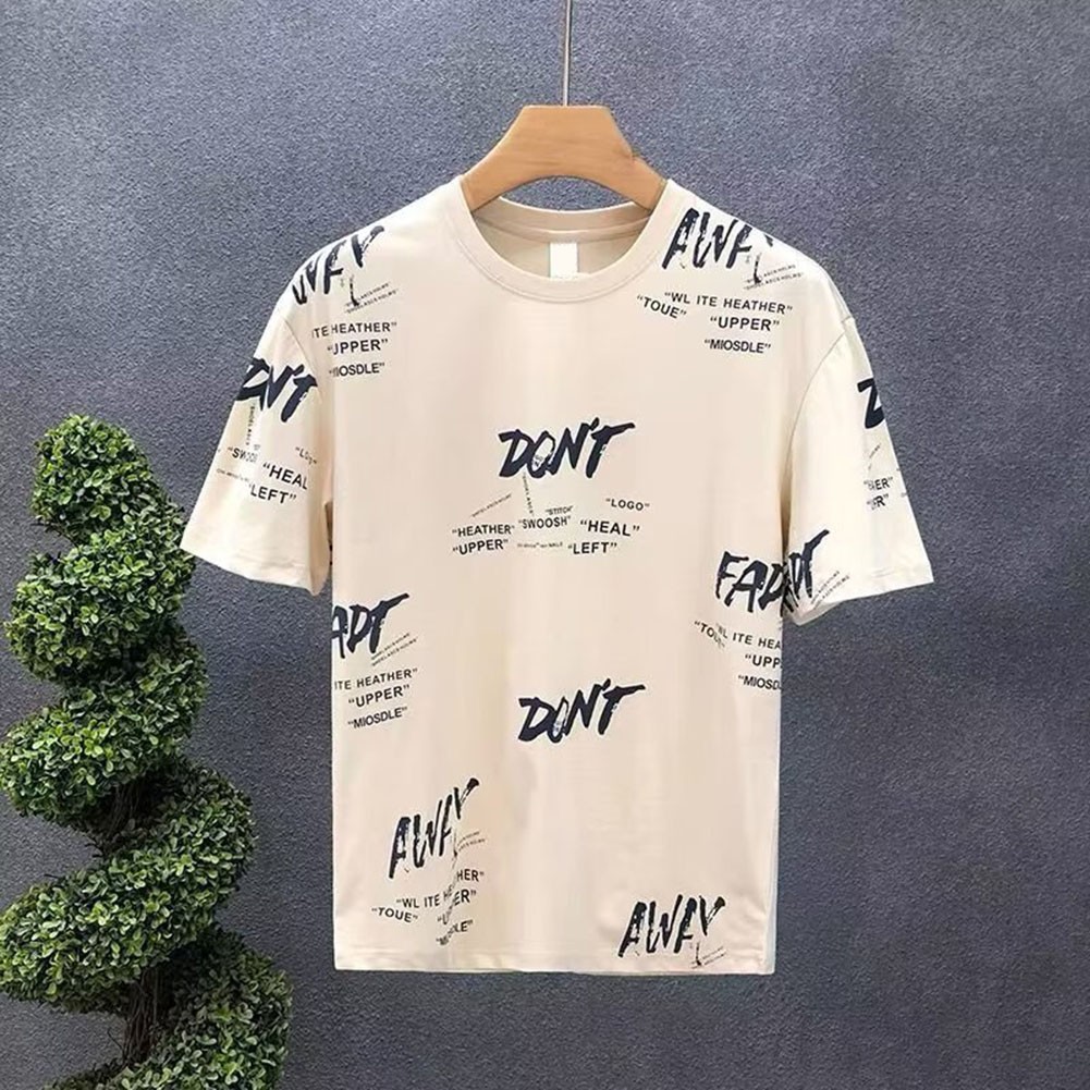 Casual Men Short Sleeve Crew Neck T Shirt with Print Blouse Activewear Style - Picture 9 of 17