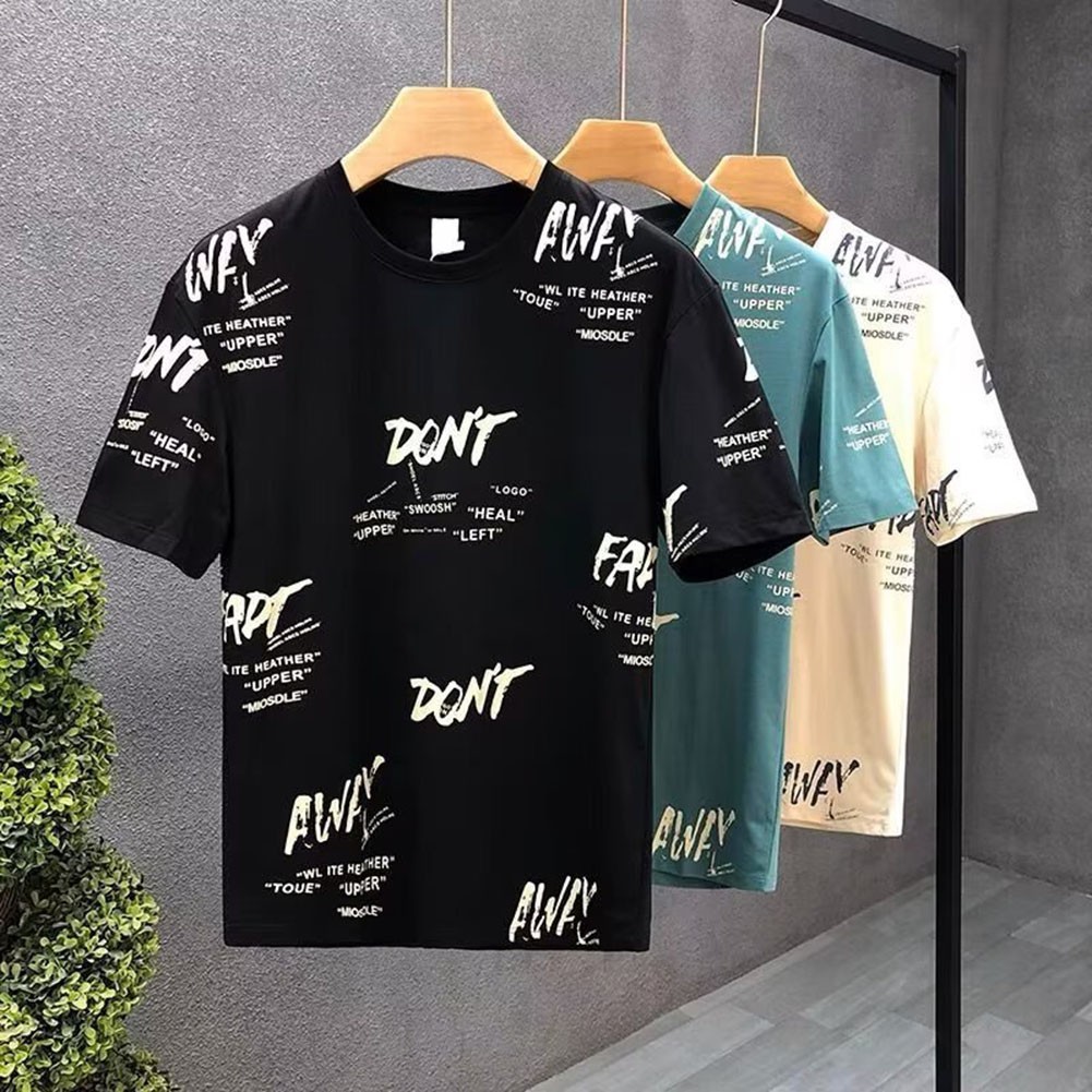 Casual Men Short Sleeve Crew Neck T Shirt with Print Blouse Activewear Style - Picture 17 of 17