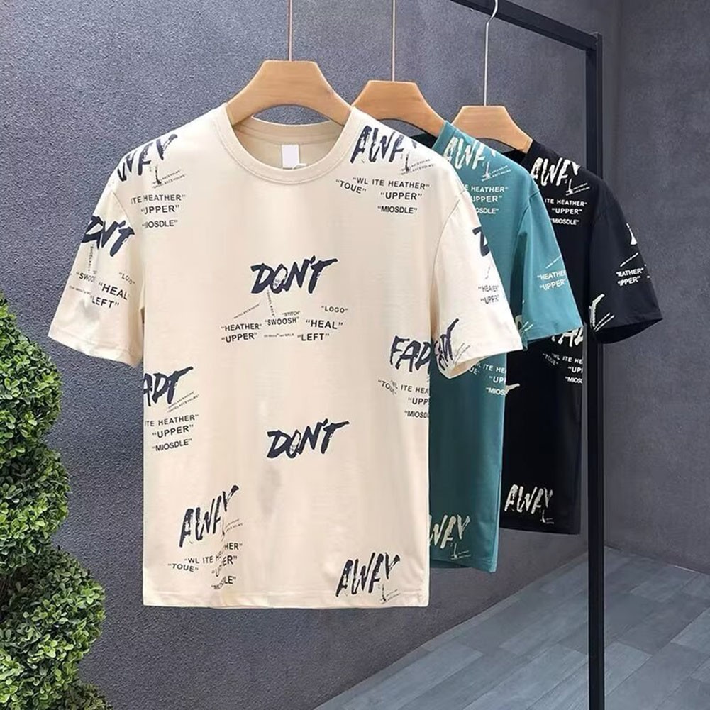 Casual Men Short Sleeve Crew Neck T Shirt with Print Blouse Activewear Style - Picture 11 of 17