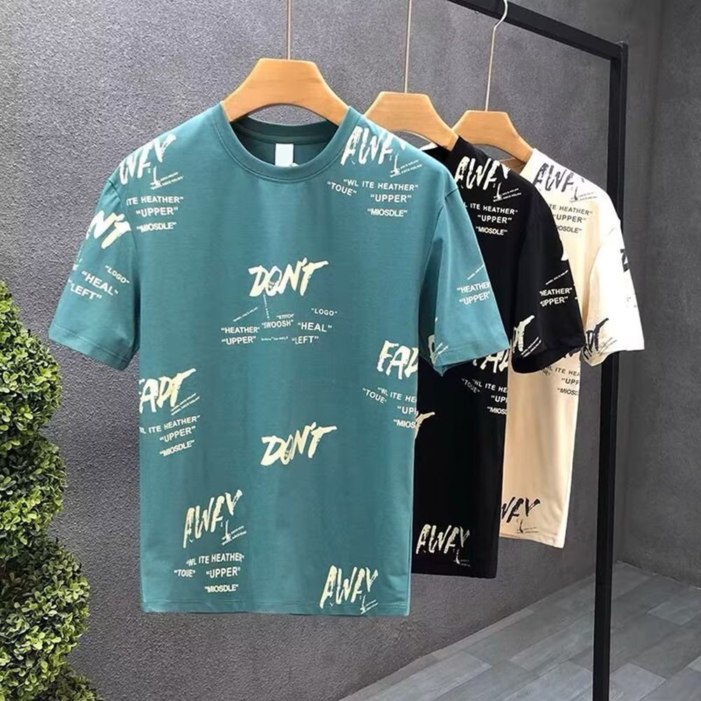 Casual Men Short Sleeve Crew Neck T Shirt with Print Blouse Activewear Style - Picture 14 of 17