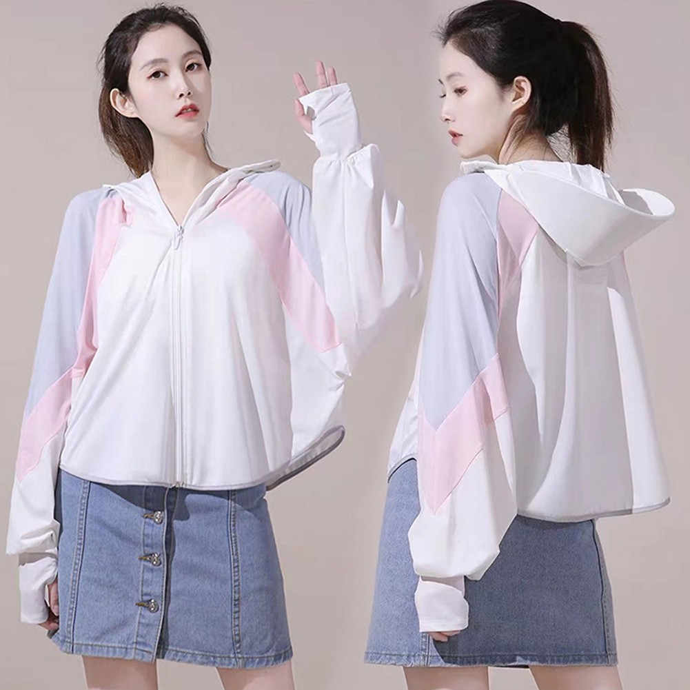 Women Breathable Hooded Jackets with Contrast Color for Sun Protection - Picture 16 of 16