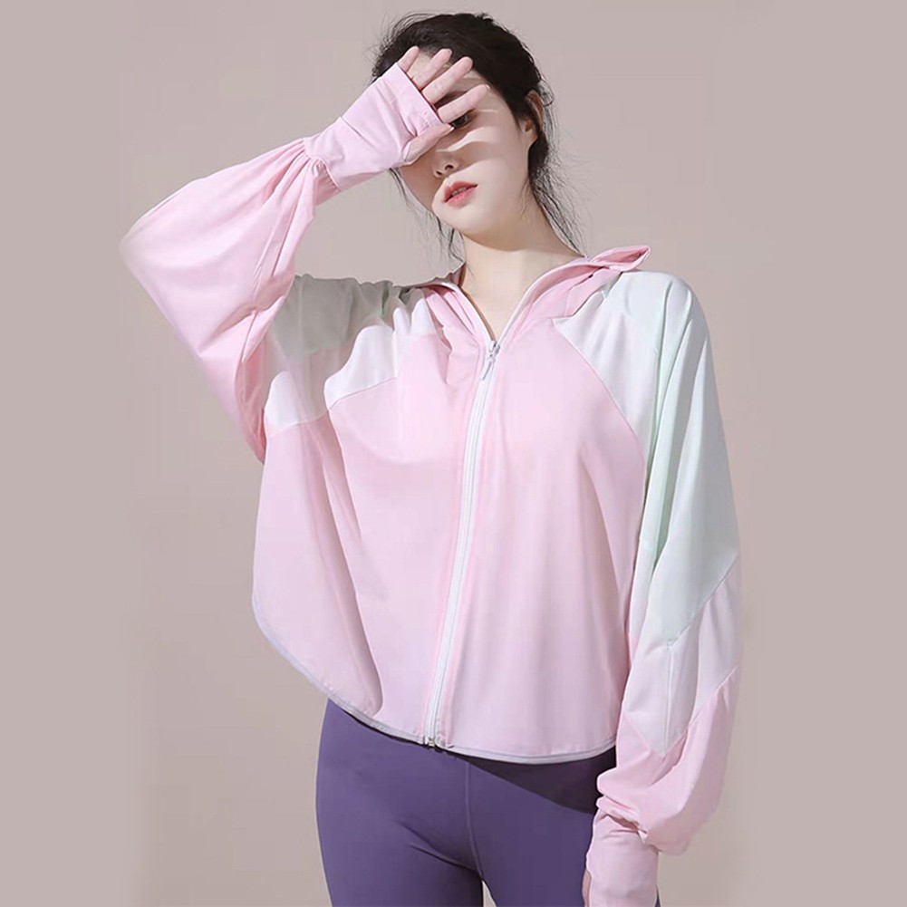 Women Breathable Hooded Jackets with Contrast Color for Sun Protection - Picture 8 of 16
