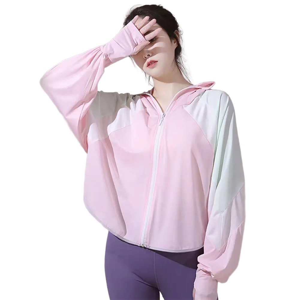 Women Breathable Hooded Jackets with Contrast Color for Sun Protection - Picture 9 of 16