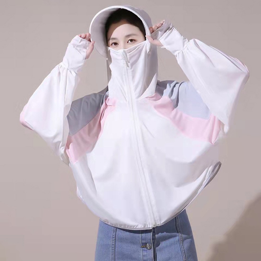 Women Breathable Hooded Jackets with Contrast Color for Sun Protection - Picture 14 of 16