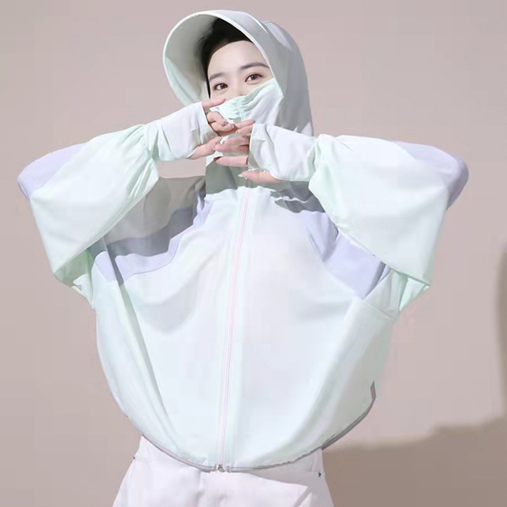 Women Breathable Hooded Jackets with Contrast Color for Sun Protection - Picture 10 of 16