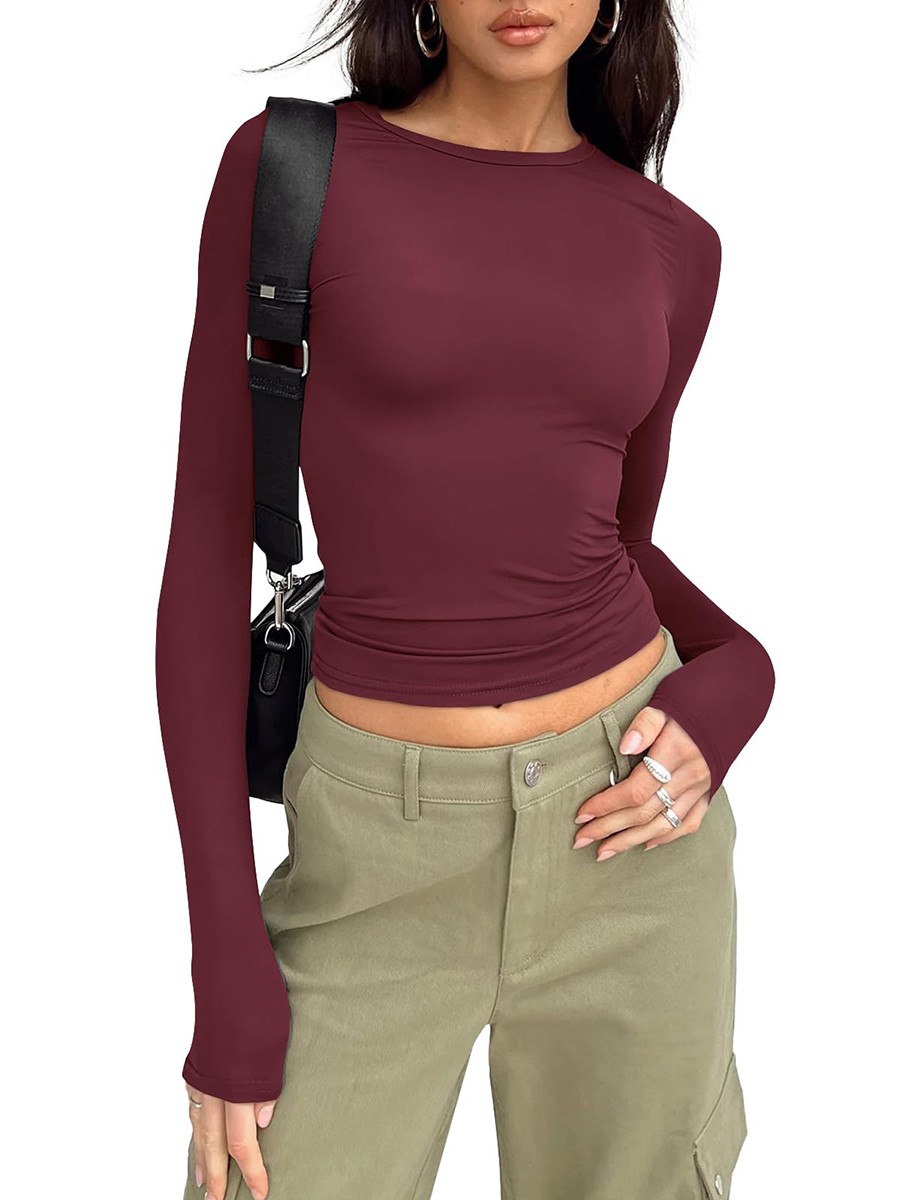 Comfortable Women's Long Sleeve Slim Fit T Shirt for Vacation and Daily - Picture 76 of 90