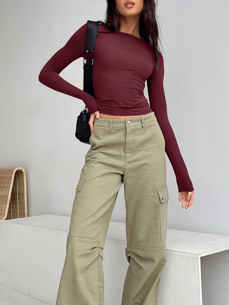 Comfortable Women's Long Sleeve Slim Fit T Shirt for Vacation and Daily - Picture 79 of 90