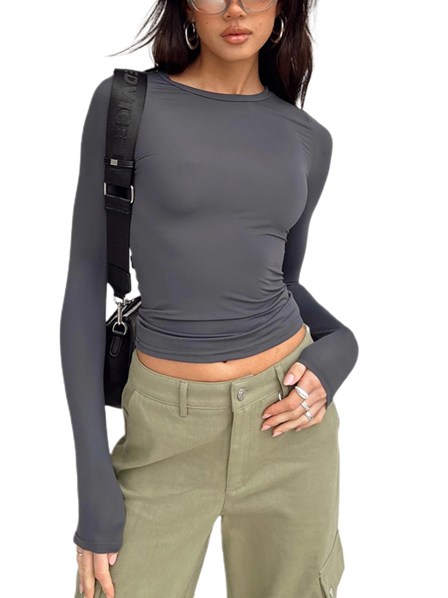 Comfortable Women's Long Sleeve Slim Fit T Shirt for Vacation and Daily - Picture 26 of 90