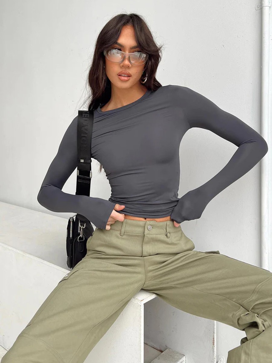 Comfortable Women's Long Sleeve Slim Fit T Shirt for Vacation and Daily - Picture 28 of 90