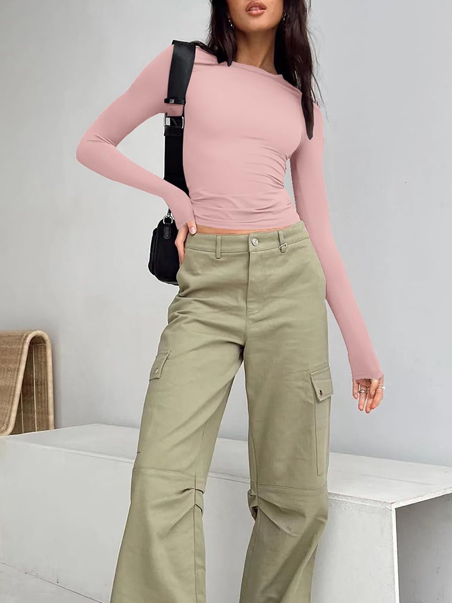 Comfortable Women's Long Sleeve Slim Fit T Shirt for Vacation and Daily - Picture 87 of 90