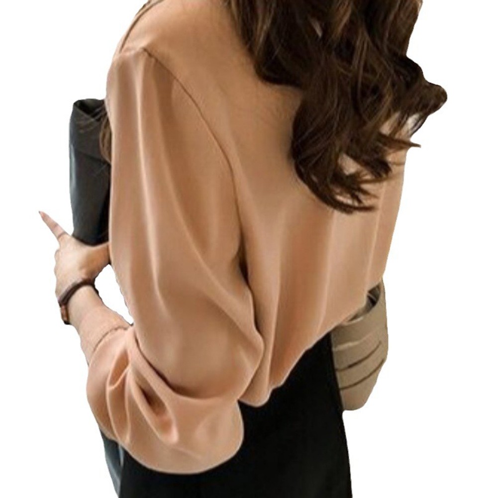 Comfortable Women's Chiffon Long Sleeve Shirt Classic Solid Color for Looks - Picture 8 of 9