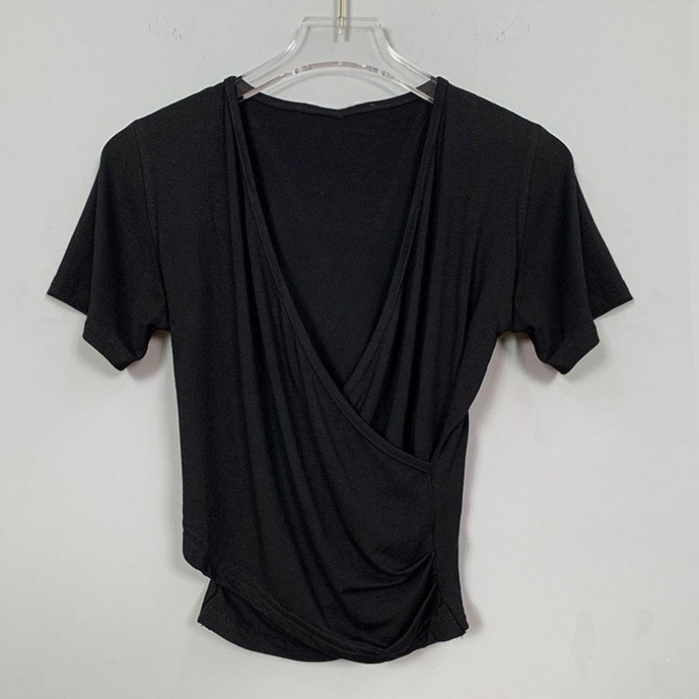 Fashion Forward Women Solid Color V Neck Short Sleeve Tee for the Summer - Picture 12 of 12