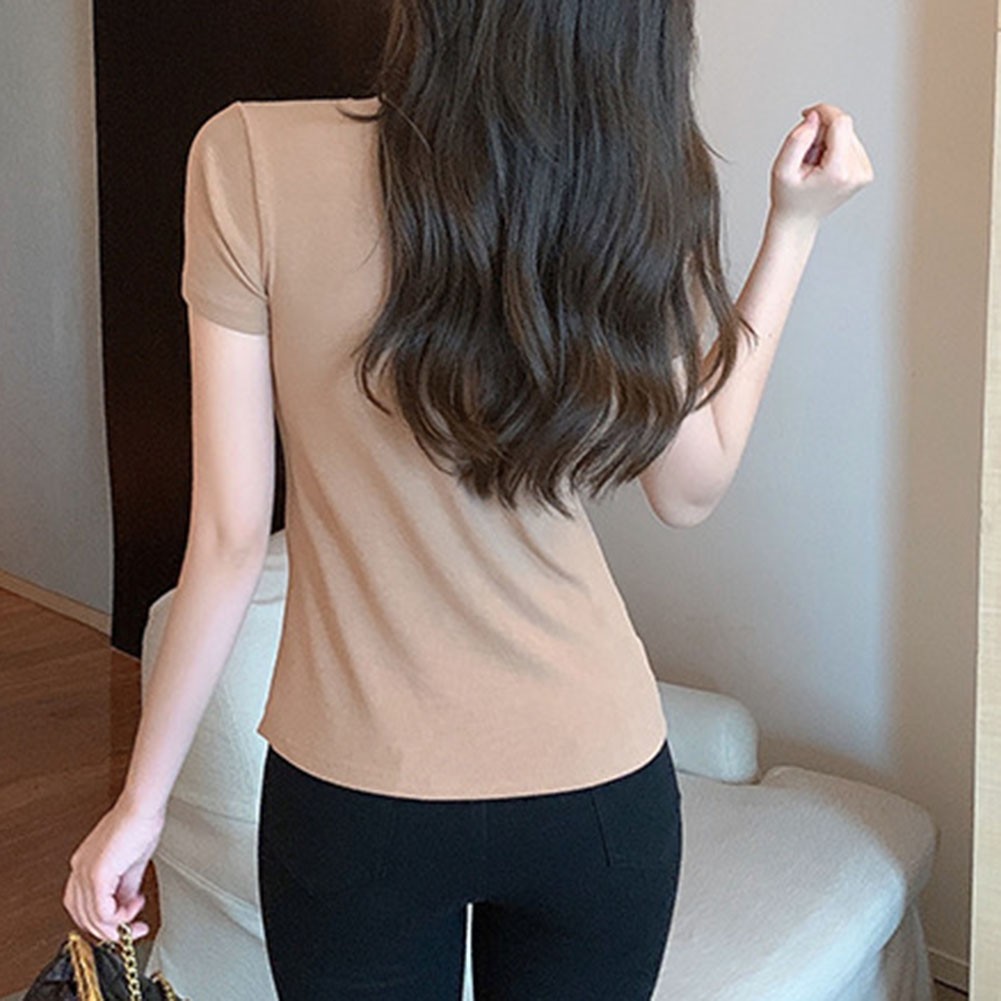 Trendy Women Summer Short Sleeve T Shirts with Irregular Hem for Daily Use - Picture 15 of 32