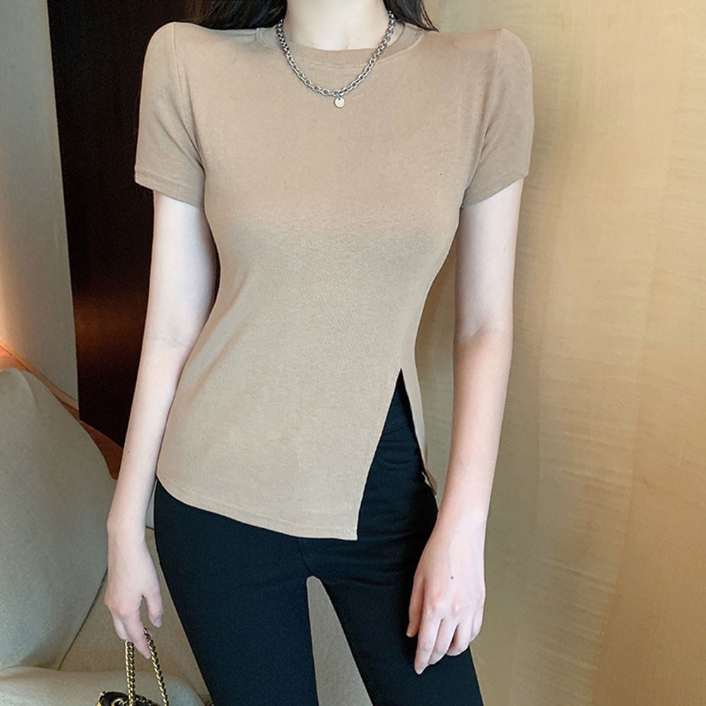 Trendy Women Summer Slit Design Short Sleeve TShirts for All Occasions - Picture 15 of 36