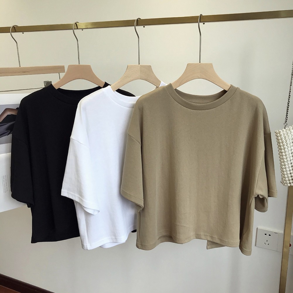 Women Summer Short Sleeve T Shirt Backless Solid Color Tops for Outings - Picture 22 of 29