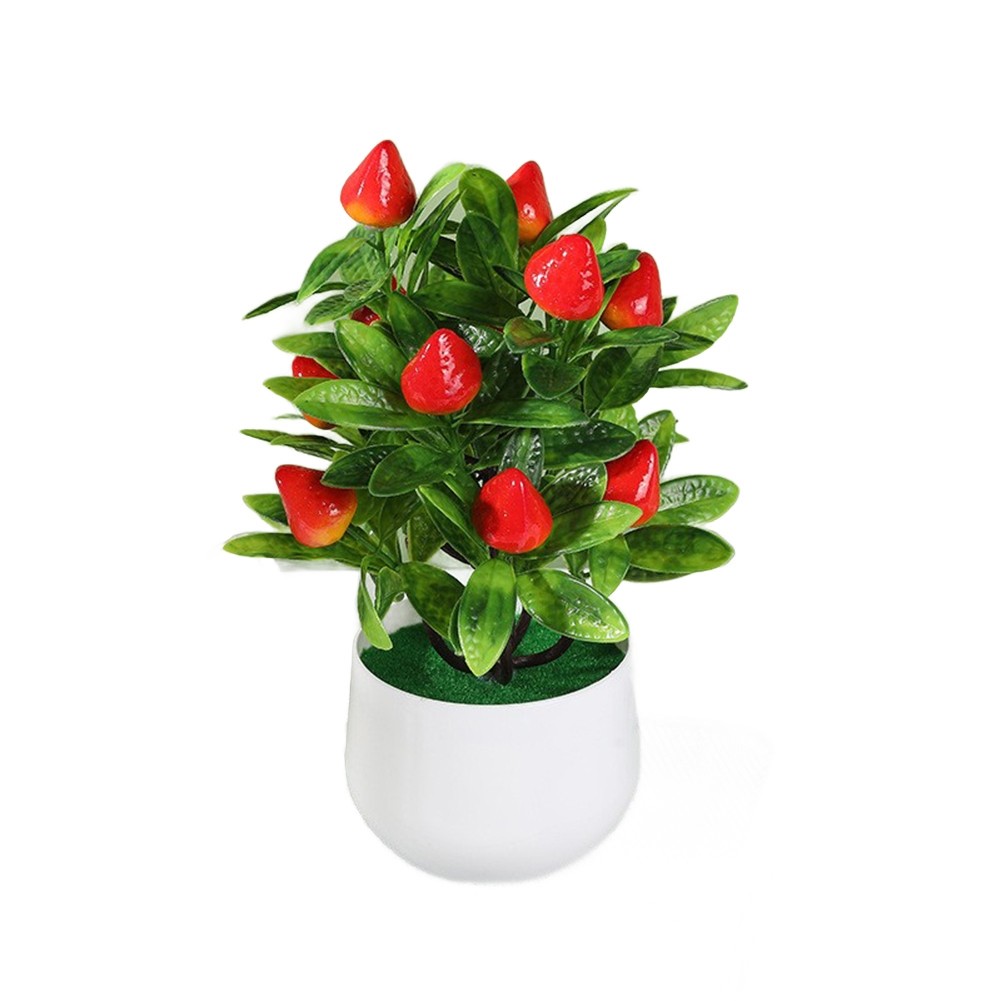 Small Artificial Fruit Tree Plastic Potted Plant for Home Office Decor
