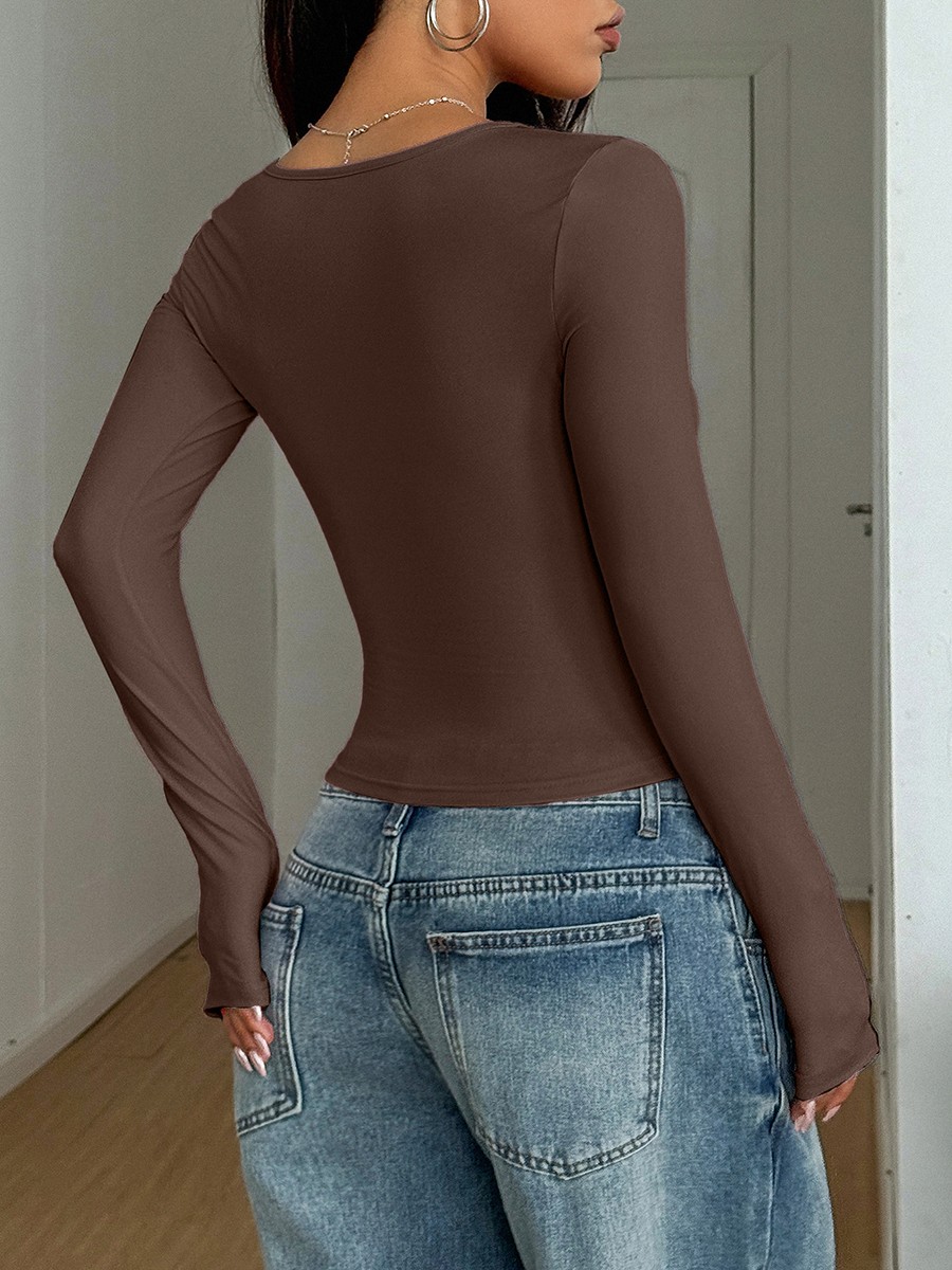 Long-sleeved T-shirt Breathable Fabric Fashion Style Medium Elasticity - Picture 16 of 40