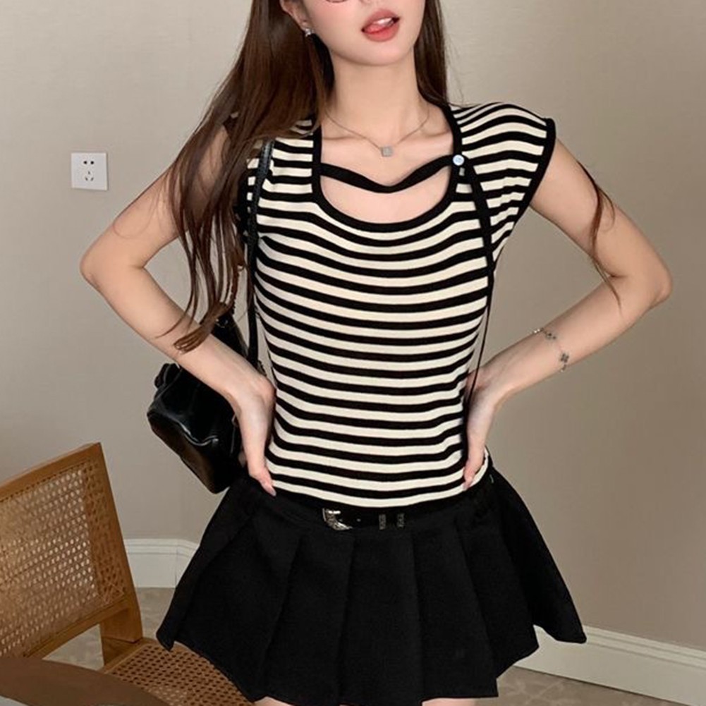 Women's Summer Square Neck Knitted Top with Flowing Sleeves Casual Style - Picture 10 of 10
