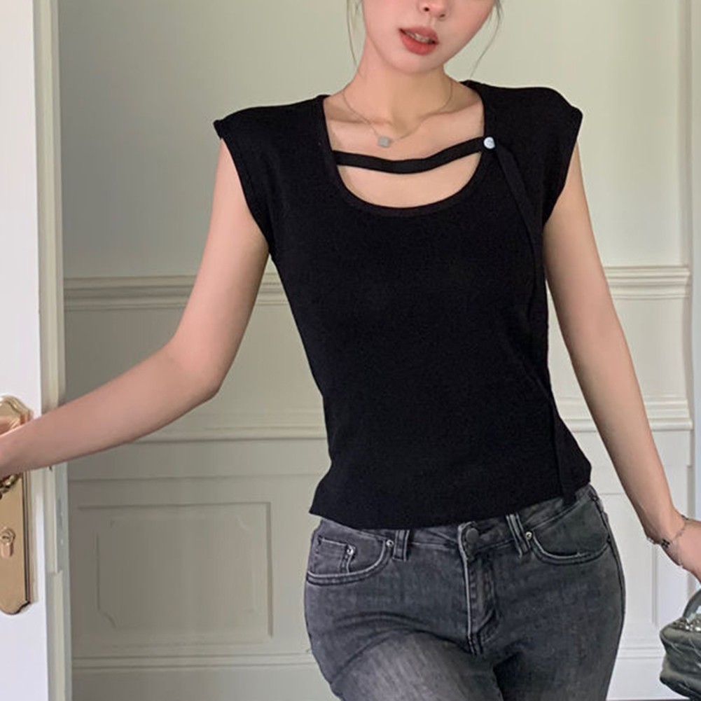 Women's Summer Square Neck Knitted Top with Flowing Sleeves Casual Style - Picture 6 of 10