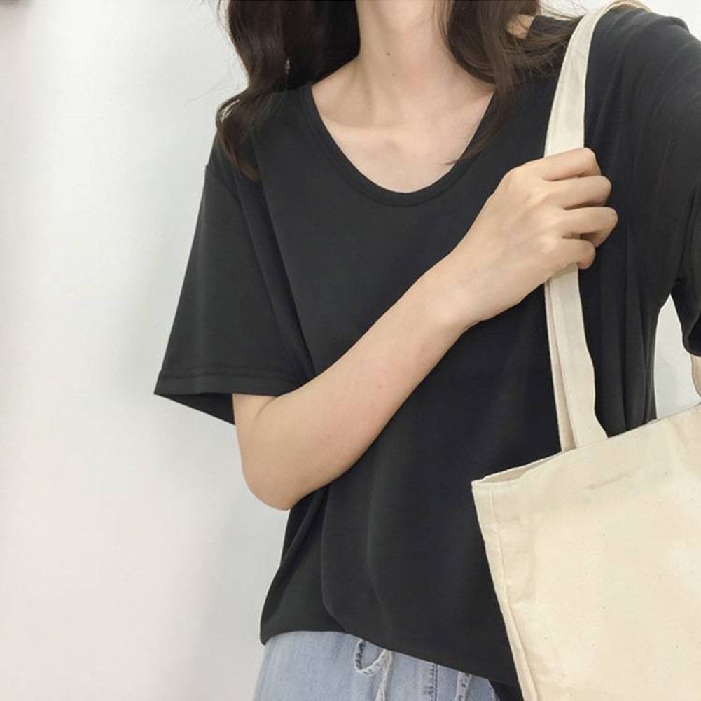Lightweight Women Summer V Neck Loose T Shirts with Short Sleeves for Comfort - Picture 13 of 28