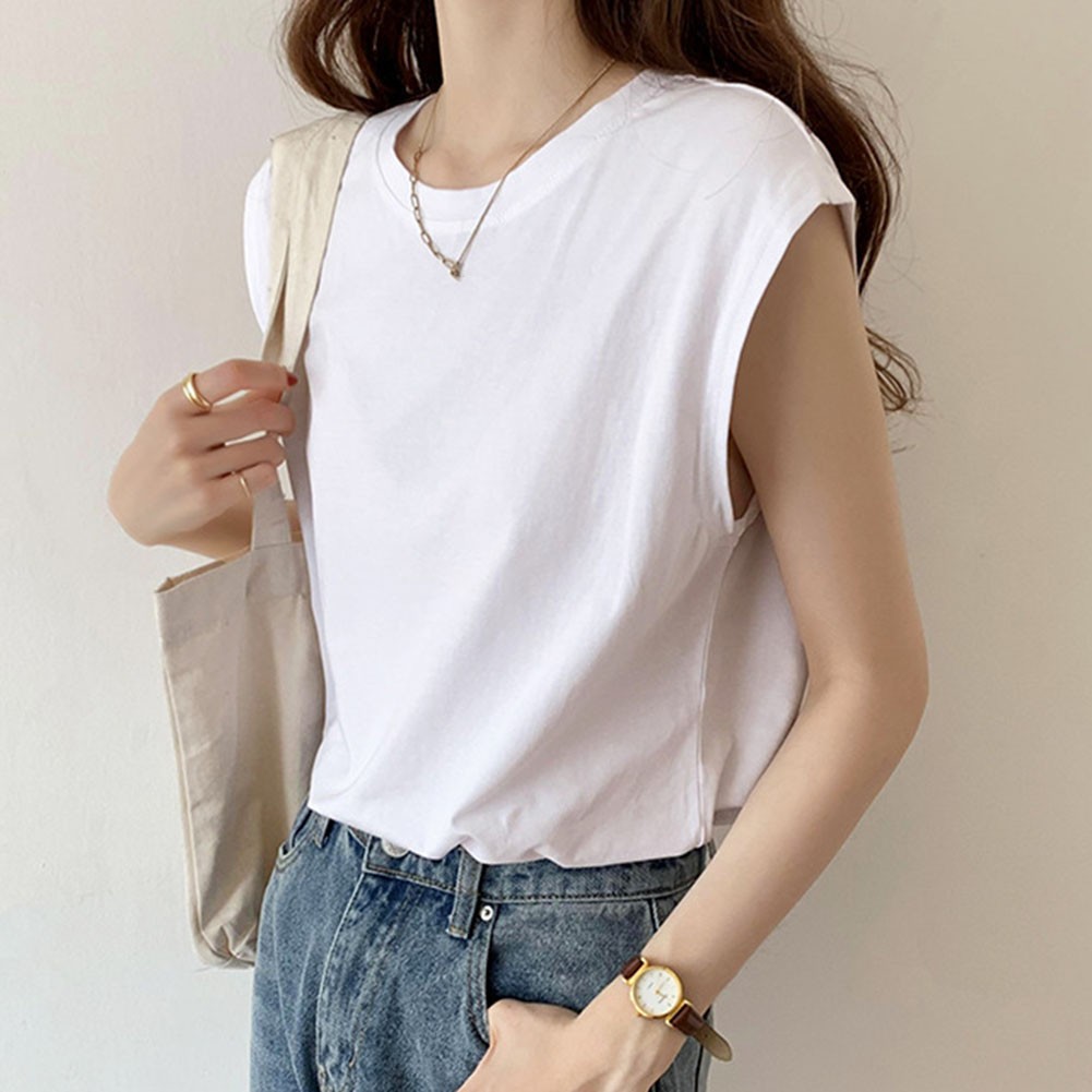Solid Color Loose Sleeveless TShirts for Women Summer Casual Tops for Holidays - Picture 35 of 44