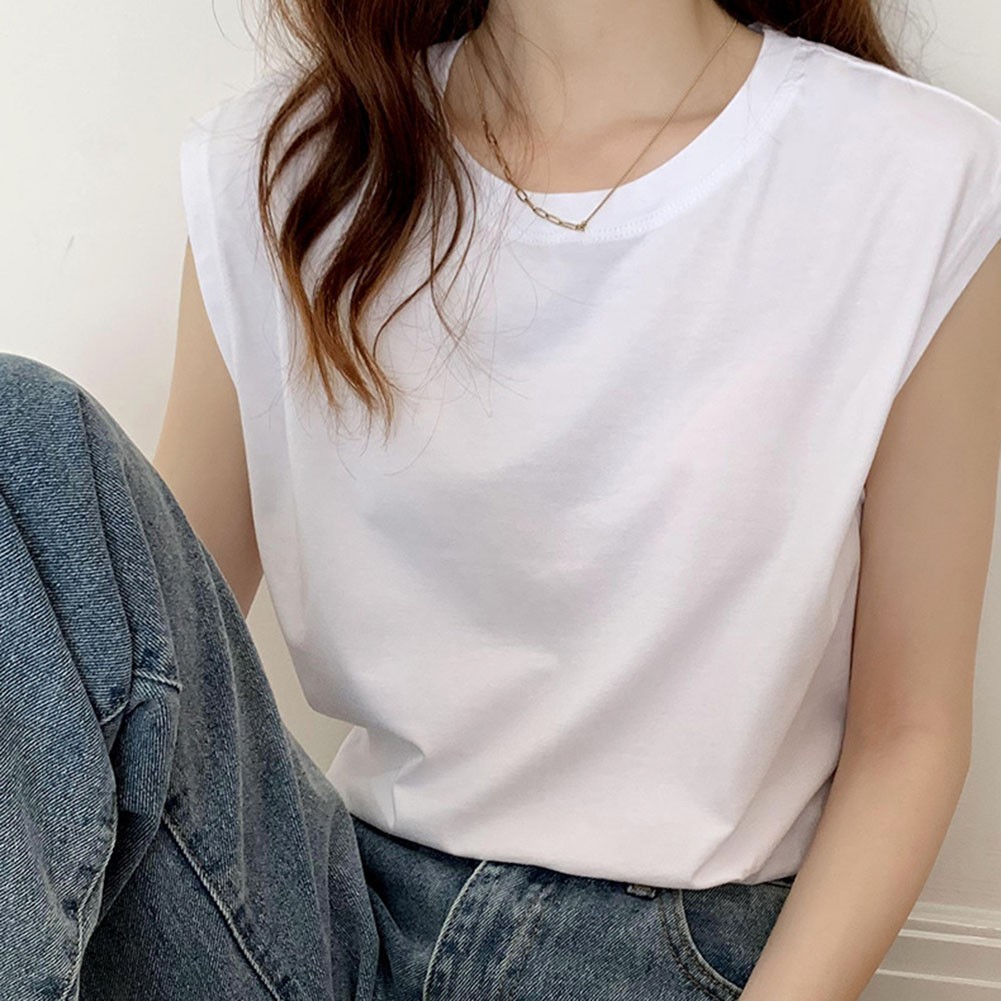 Solid Color Loose Sleeveless TShirts for Women Summer Casual Tops for Holidays - Picture 41 of 44