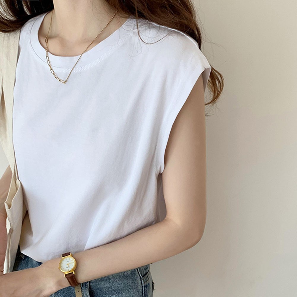 Solid Color Loose Sleeveless TShirts for Women Summer Casual Tops for Holidays - Picture 34 of 44