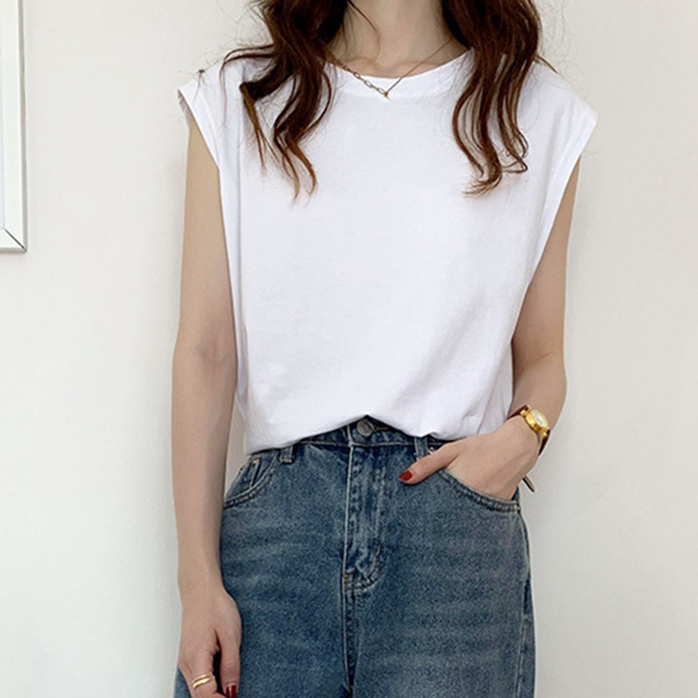 Solid Color Loose Sleeveless TShirts for Women Summer Casual Tops for Holidays - Picture 38 of 44