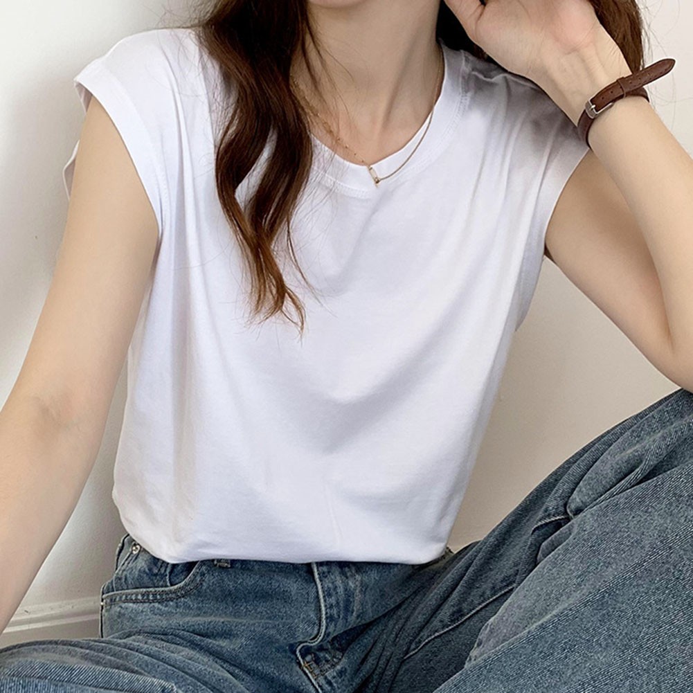 Solid Color Loose Sleeveless TShirts for Women Summer Casual Tops for Holidays - Picture 32 of 44