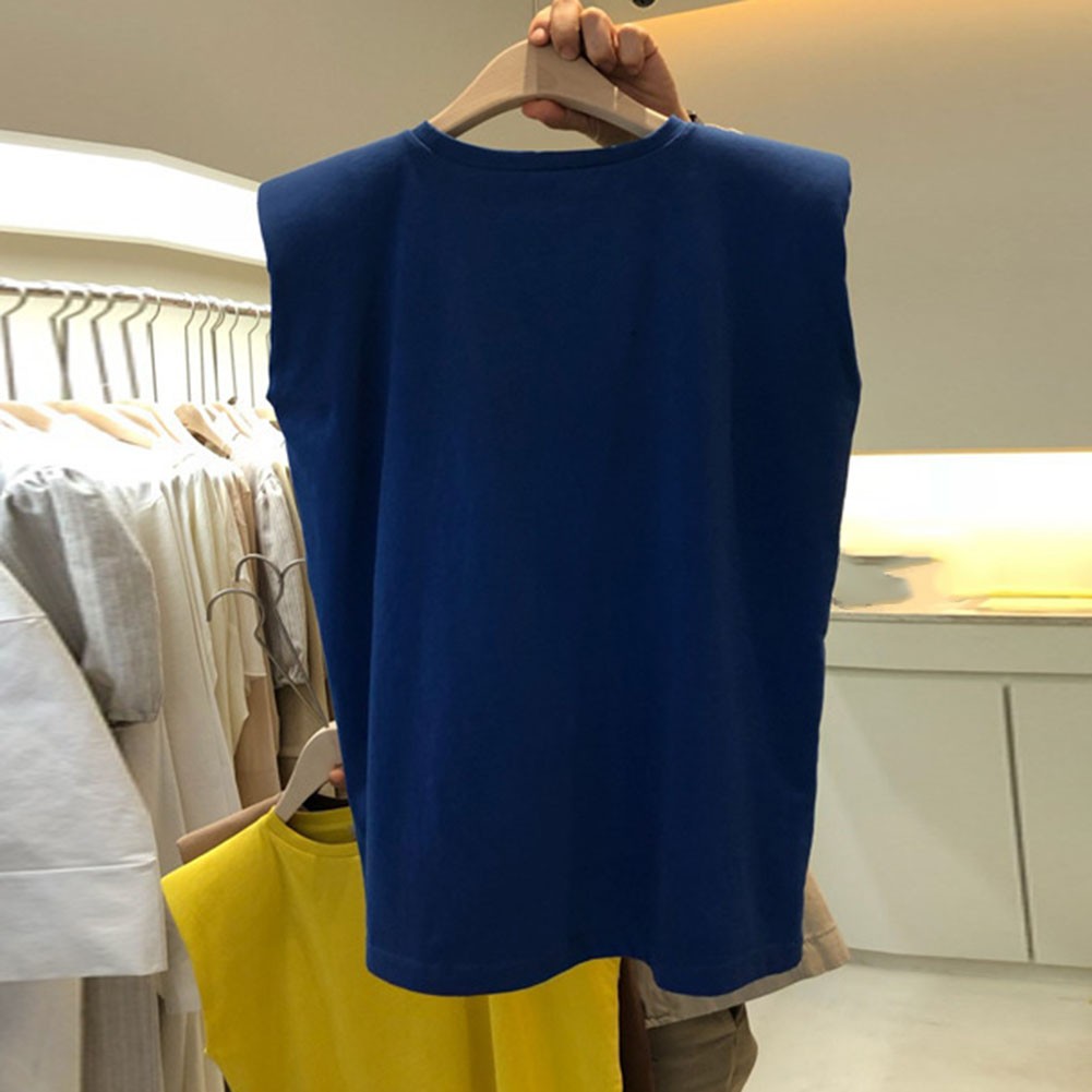 Summer Fashion Solid Color Loose Sleeveless T Shirt for Women Casual Wear