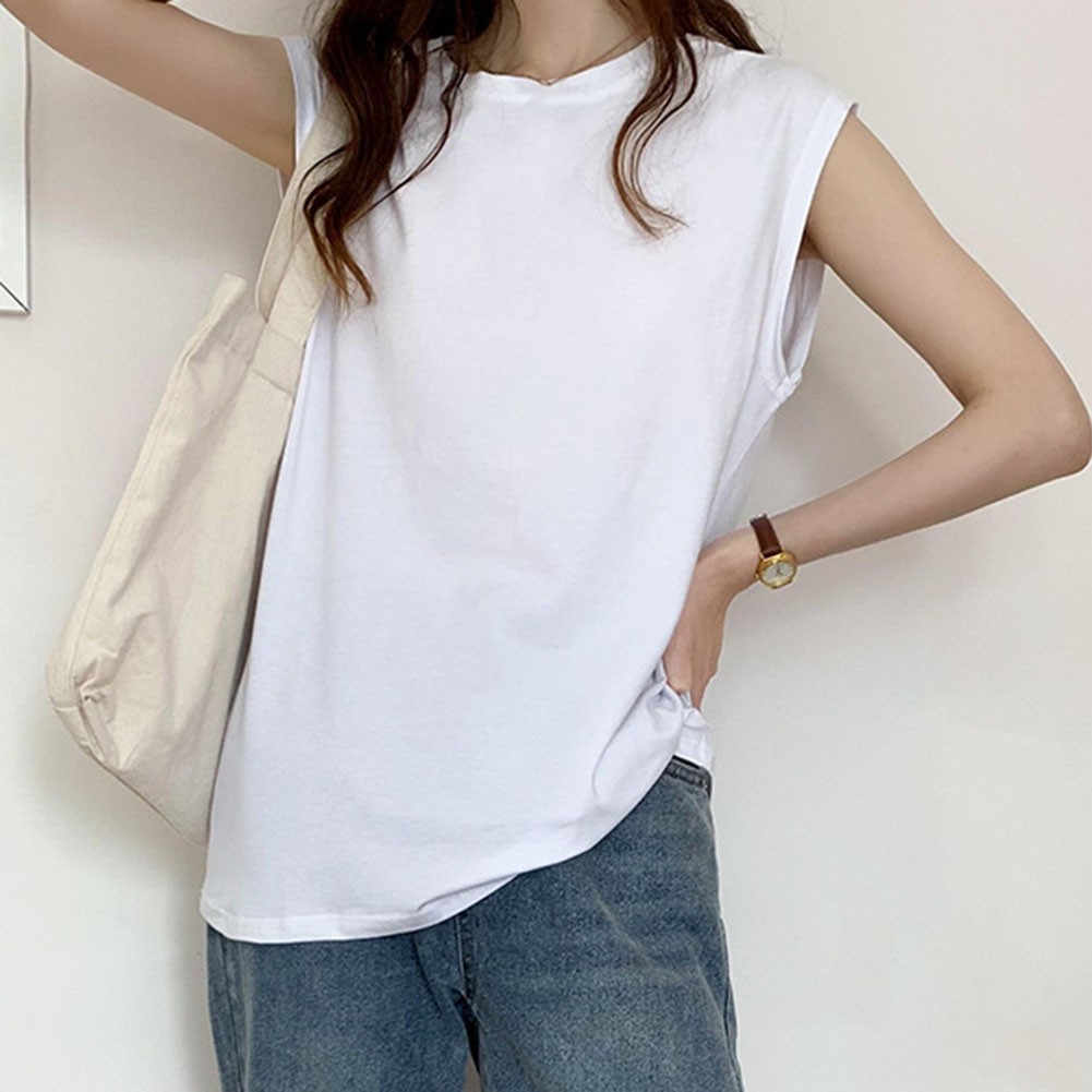 Solid Color Loose Sleeveless TShirts for Women Summer Casual Tops for Holidays - Picture 37 of 44