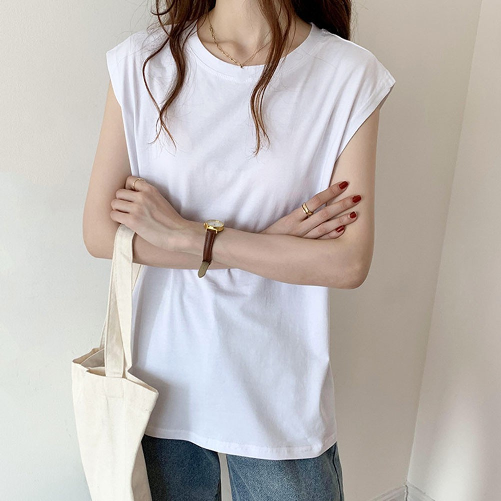 Solid Color Loose Sleeveless TShirts for Women Summer Casual Tops for Holidays - Picture 36 of 44