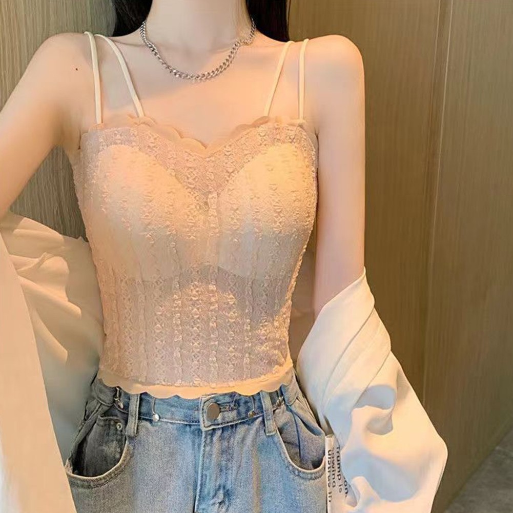 Lace Camisole Casual Tank Top Casual Events Average Size Collarless Neckline - Picture 13 of 16