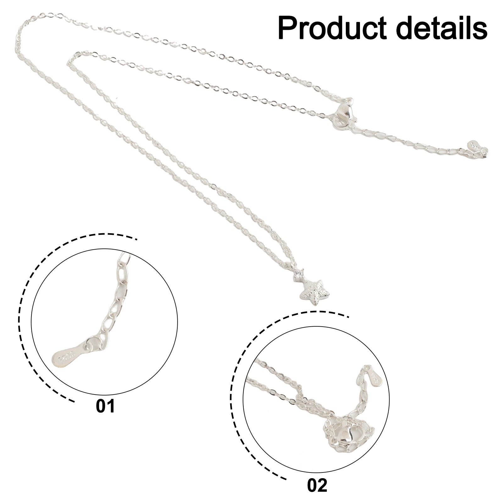 Stylish Brushed Star Zircon Necklace with Copper Material for Durability - Picture 14 of 25