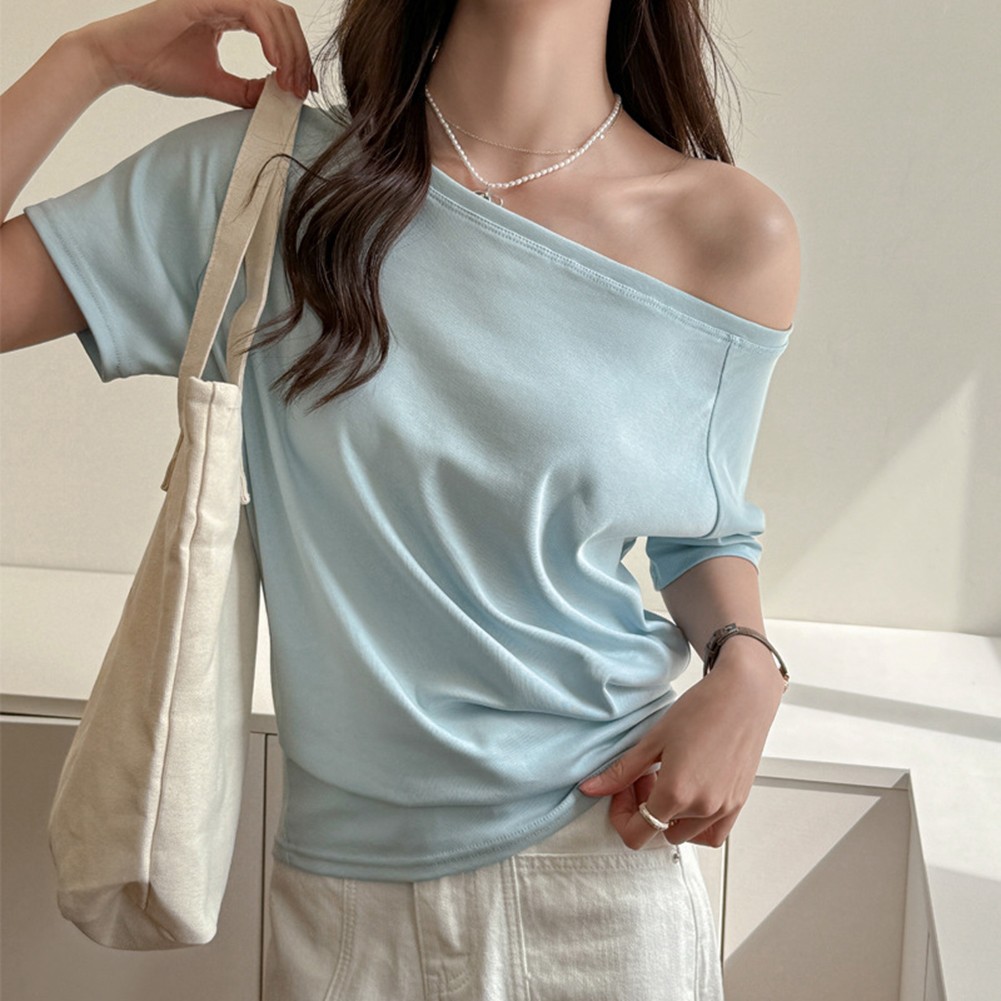 Loose Fit One Shoulder Casual Top for Women Perfect for Club and Home Use