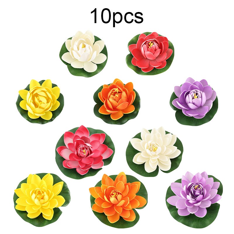 10Pcs Foam Lotus Flowers for Aquatic Decoration in Fish Tanks and Ponds
