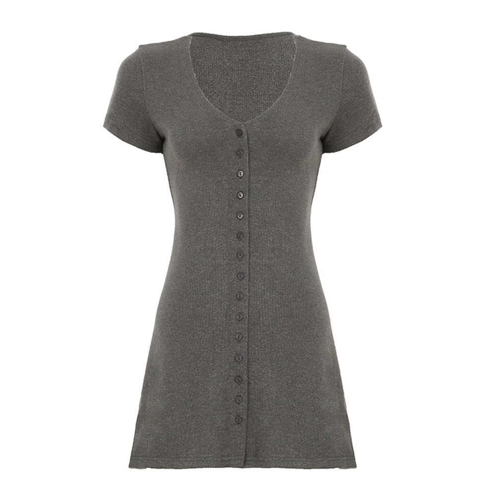 Women's V Neck Dress with Button Front A Line Slim Fit for Stylish Summers - Picture 49 of 66