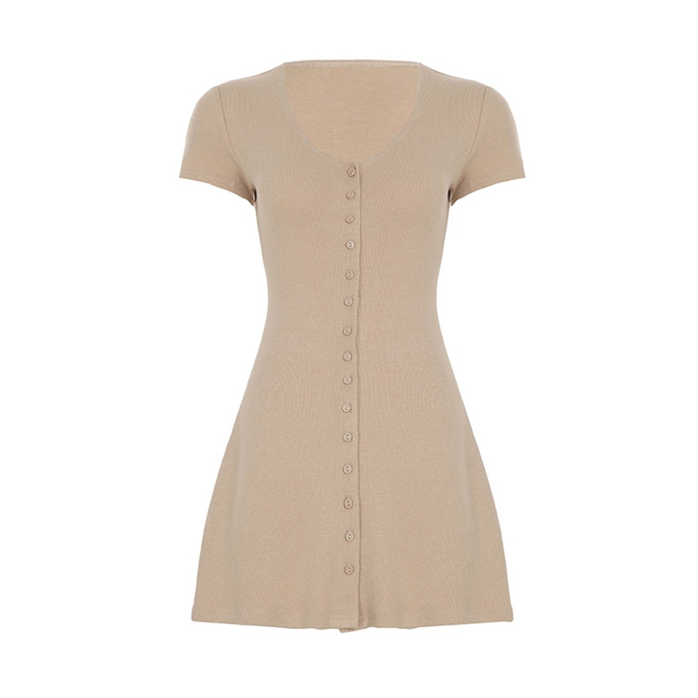 Women's V Neck Dress with Button Front A Line Slim Fit for Stylish Summers - Picture 25 of 66