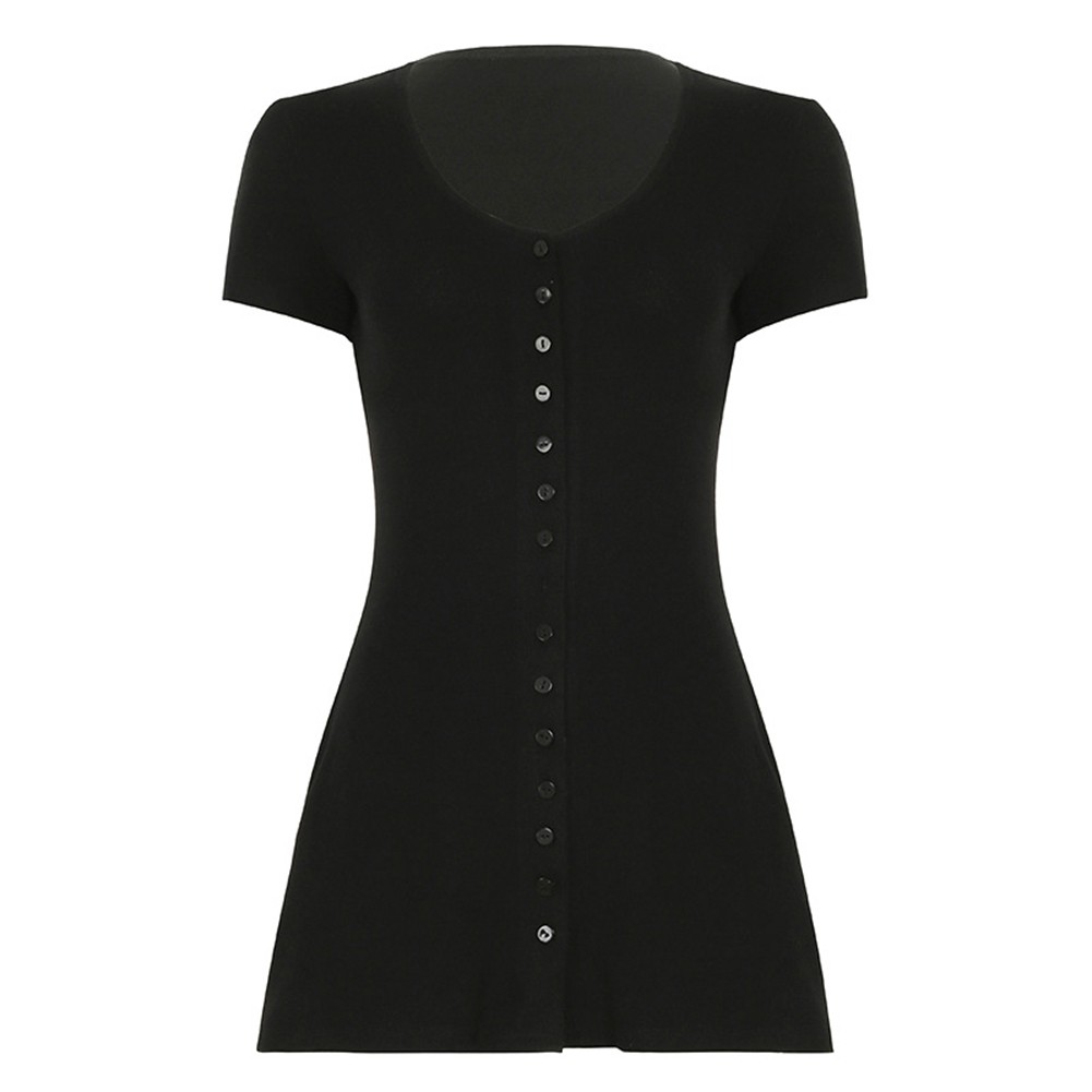 Fashionable V Neck Button Front Dress Women's Slim Fit A Line for Casual Wear - Picture 37 of 66