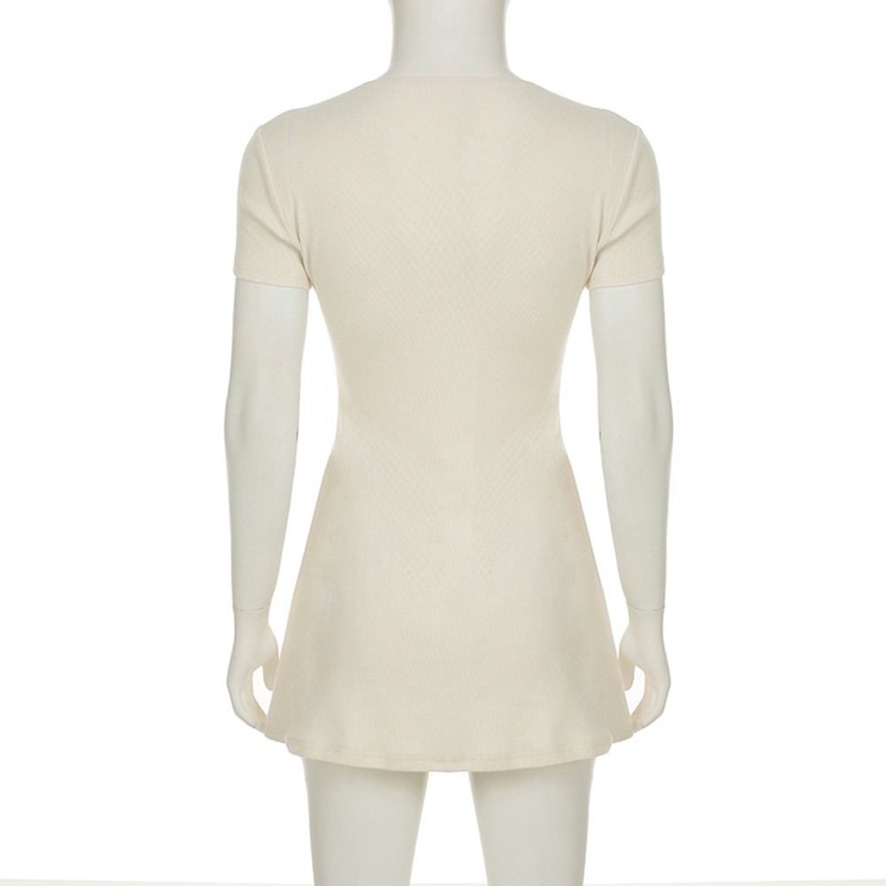 Modisches V-Ausschnitt Knopfleiste Kleid Damen Slim Fit A-Linie für Freizeitkle - Picture 36 of 48
