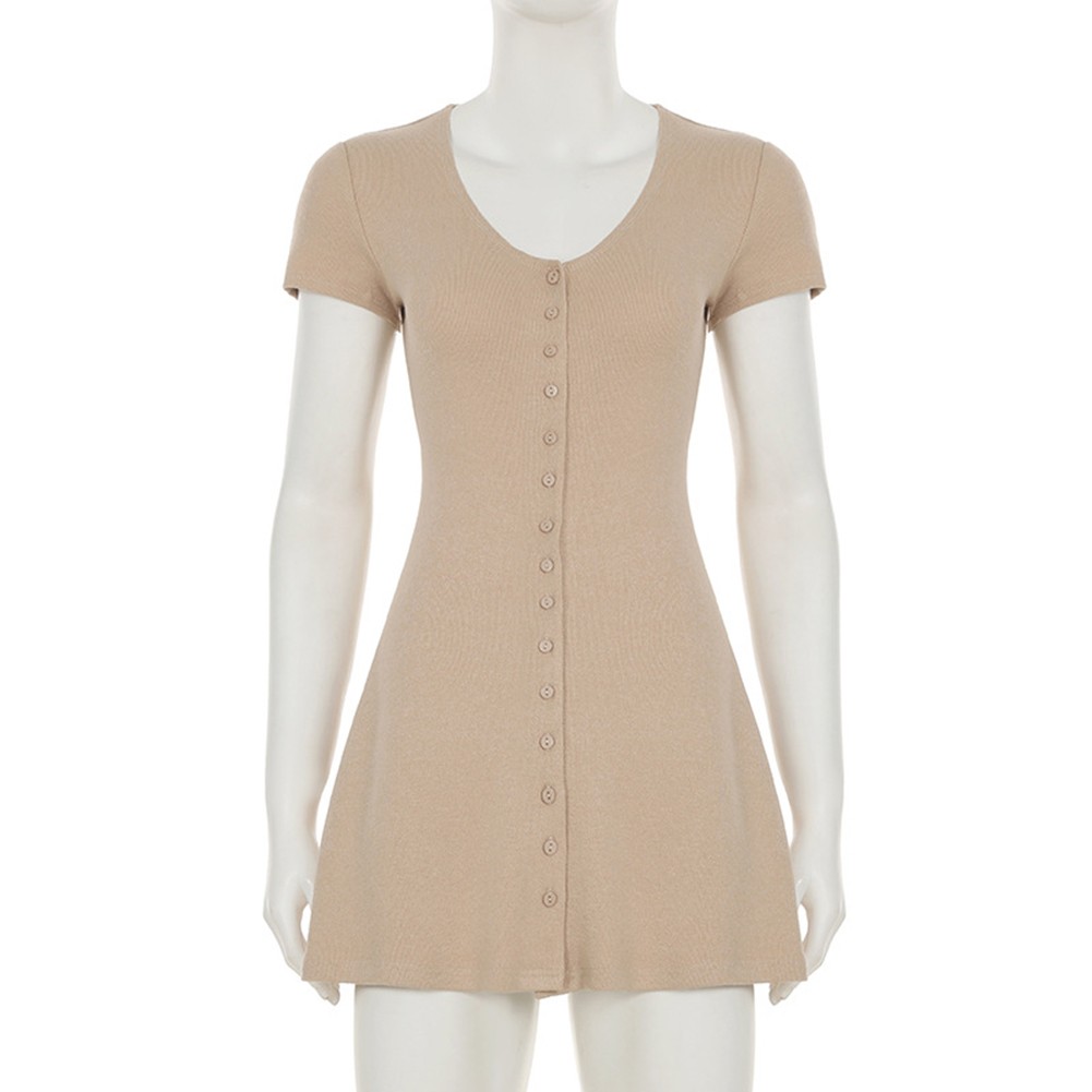 Women's V Neck Dress with Button Front A Line Slim Fit for Stylish Summers - Picture 36 of 66
