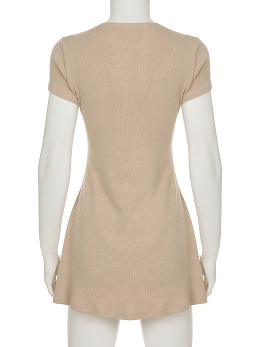 Women's V Neck Dress with Button Front A Line Slim Fit for Stylish Summers - Picture 26 of 66