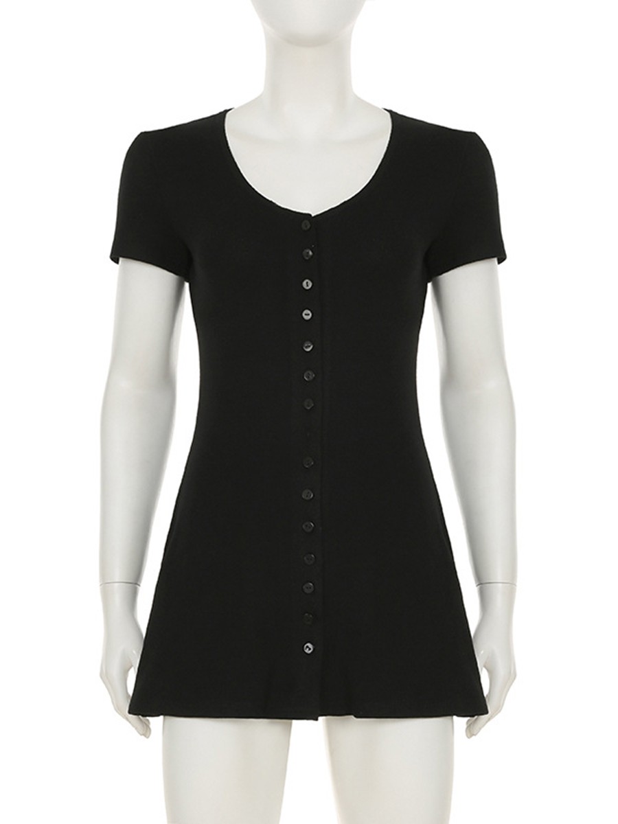 Women's V Neck Dress with Button Front A Line Slim Fit for Stylish Summers - Picture 40 of 66