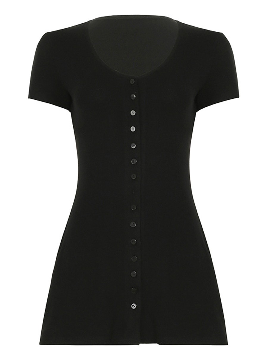Women's V Neck Dress with Button Front A Line Slim Fit for Stylish Summers - Picture 37 of 66