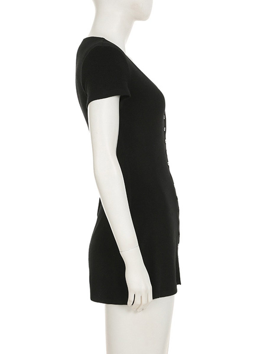 Women's V Neck Dress with Button Front A Line Slim Fit for Stylish Summers - Picture 41 of 66