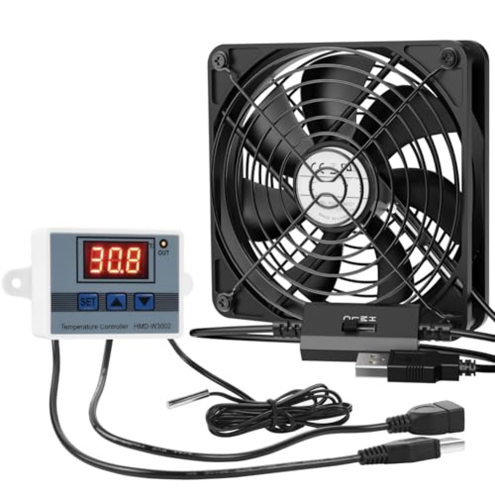 Ventilador USB con termostato digital y 3 ajustes de velocidad para uso doméstico - Imagen 11 de 16