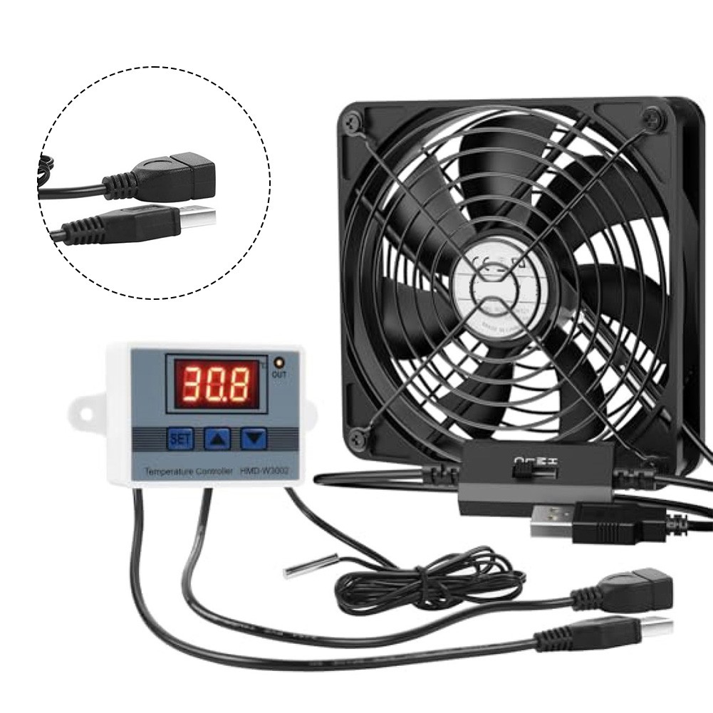 Ventilador USB con termostato digital y 3 ajustes de velocidad para uso doméstico - Imagen 12 de 16