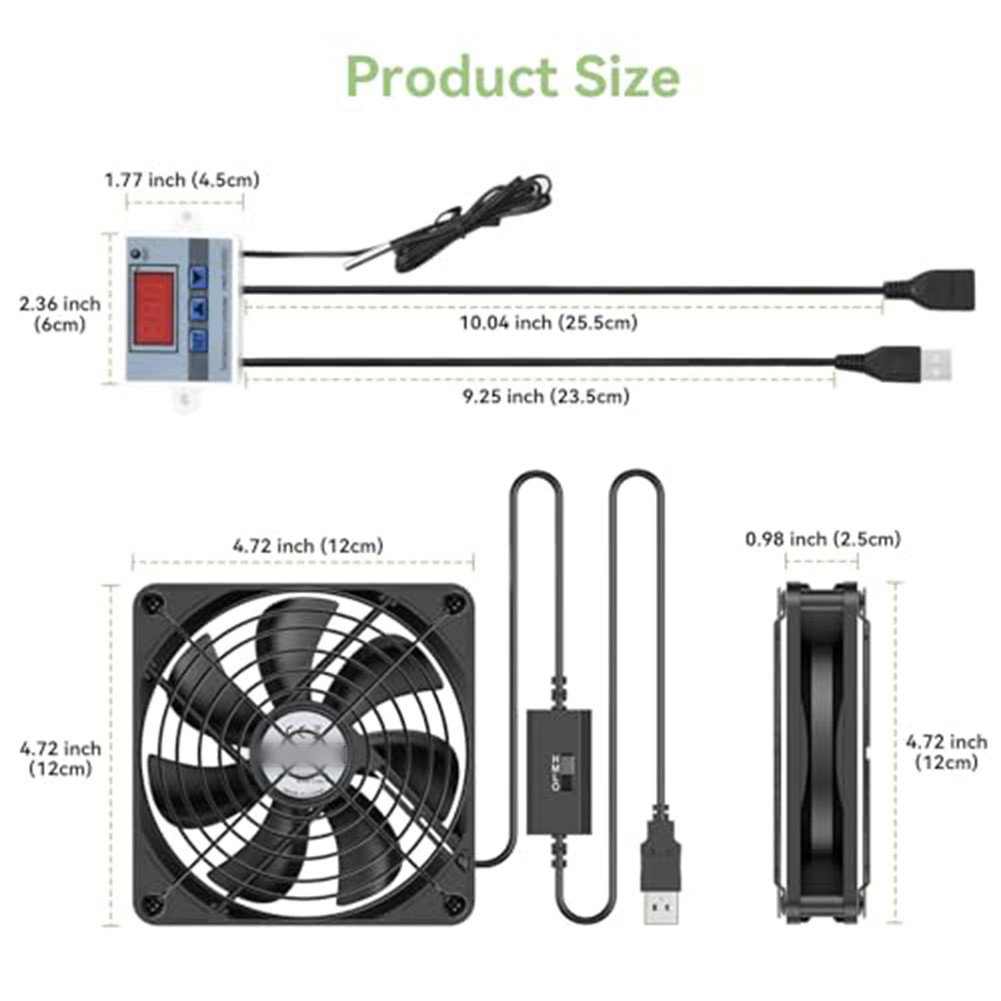 Ventilador USB con termostato digital y 3 ajustes de velocidad para uso doméstico - Imagen 15 de 16